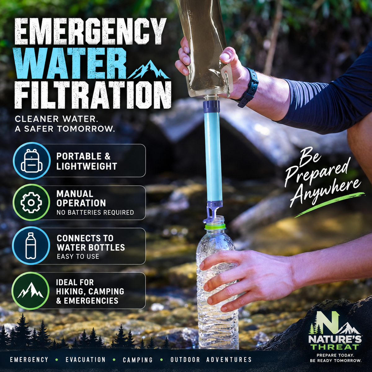 Portable Personal Emergency Water Filter Straw