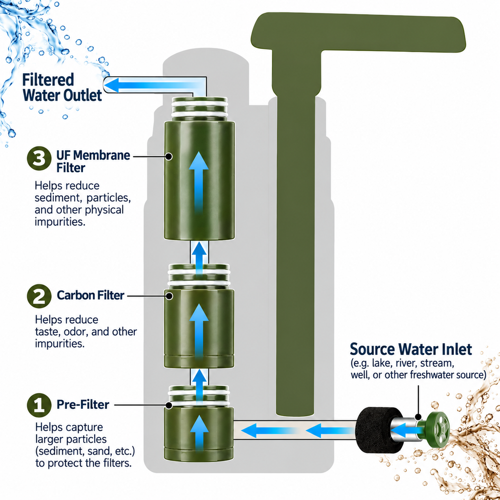 Portable Multi-Stage Emergency Water Filtration System